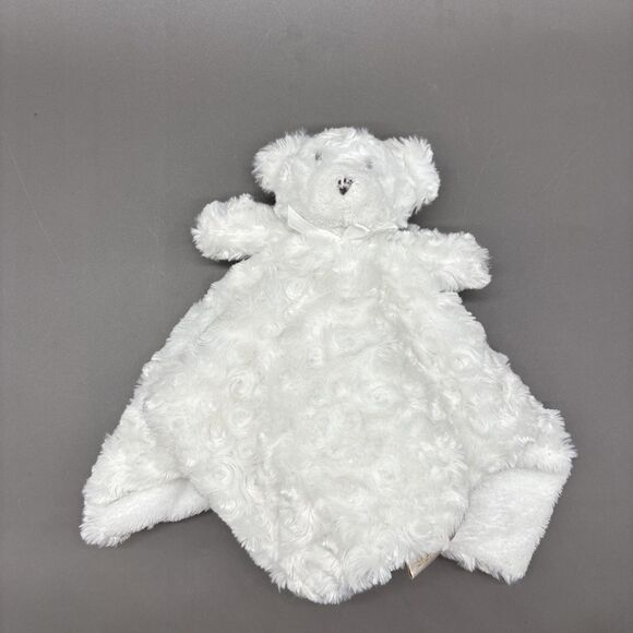 Blankets & Beyond Plush Bear Lovey Security Blanket White Minky Swirl Unisex - Picture 2 of 6
